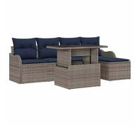 vidaXL Set Divano da Giardino 6 pz Grigio polyrattan | I cuscini resistenti all'acqua ti lasciano rilassare fuori senza preoccuparti dell'usura, Con un look moderno e sofisticato