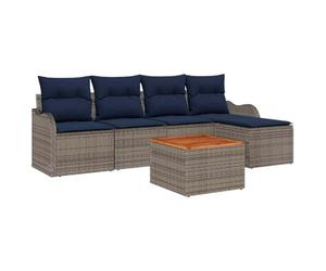 vidaXL Set Divano da Giardino 6 pz Grigio polyrattan | Puoi sistemarlo in tanti modi, Cuscini comodi per il massimo relax, Materiali duraturi che resistono al sole