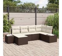 Set Divano da Giardino 6 pcs Marrone e Crema polyrattan