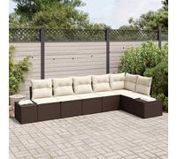 Set Divano da Giardino 6 pz Marrone e Crema polyrattan