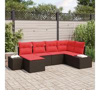 vidaXL Set Divano da Giardino 6 pz Marrone e Rosso polyrattan