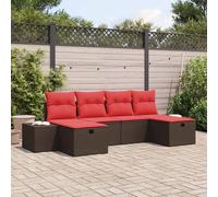 Set Divano da Giardino 6 pz Marrone polyrattan