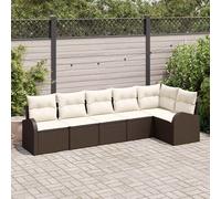 Set Divano da Giardino con cuscino 6 pcs Marrone Poly Rattan