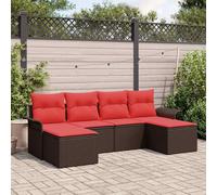 vidaXL Set Divano da Giardino con cuscino 6 pcs Marrone polyrattan, Set divano moderno per giardino e terrazzo, resistente agli agenti atmosferici, design modulare, materiali anti-UV, scomparti per