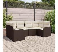 Set Divano da Giardino con cuscino 6 pcs Marrone Poly Rattan