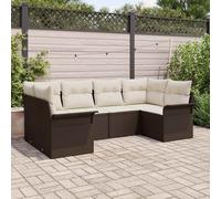 Set Divano da Giardino 6 pz Marrone polyrattan