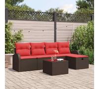 vidaXL Set di 6 divani da giardino in rattan sintetico, mobili da giardino e terrazza, divano moderno, seduta modulare resistente, leggera e con scomparti portaoggetti