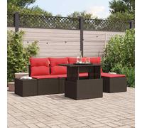 vidaXL Set Divano da Giardino 6 pz Marrone polyrattan | Facile da sistemare per adattarsi al tuo spazio, Cuscini morbidi e removibili per un relax totale, Fatto in polyrattan
