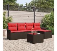 Set Divano da Giardino 6 pz Marrone polyrattan