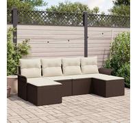 vidaXL Set Divano da Giardino 6 pz Marrone polyrattan