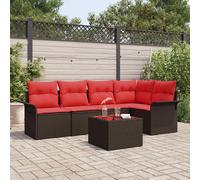 vidaXL Set di divani da giardino, 6 pezzi, colore marrone polyrattan, moderno divano modulare per giardino e terrazza, mobili da esterno resistenti ai raggi UV, rattan durevole