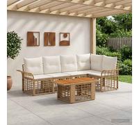 vidaXL Set Divano da Giardino 6 pz Naturale e Bianco Crema polyrattan