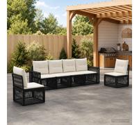 vidaXL Set di divani da giardino, 6 pezzi, nero e bianco crema, divano da giardino moderno, seduta resistente alle intemperie, design modulare, mobili per esterni, set comodo