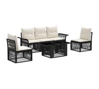 vidaXL Set Divano da Giardino 6 pz Nero e Bianco Crema polyrattan