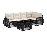 vidaXL Set Divano da Giardino 6 pz Nero e Bianco Crema polyrattan