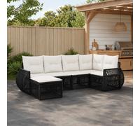vidaXL Set di divani da giardino, 6 pezzi, nero e bianco crema, divano modulare moderno, resistente alle intemperie, mobili da giardino, facile da pulire, ideale per patio, set versatile