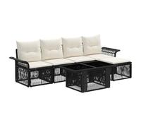vidaXL Set Divano da Giardino 6 pz Nero e Bianco Crema polyrattan
