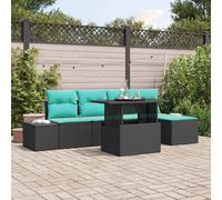 vidaXL Set Divano da Giardino 6 pz Nero e Blu polyrattan