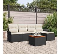 Set Divano da Giardino 6 pz Nero e Crema polyrattan