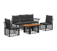 vidaXL Set Divano da Giardino 6 pz Nero e Grigio scuro polyrattan