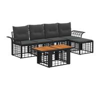 vidaXL Set Divano da Giardino 6 pz Nero e Grigio scuro polyrattan
