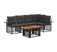 vidaXL Set Divano da Giardino 6 pz Nero e Grigio scuro polyrattan