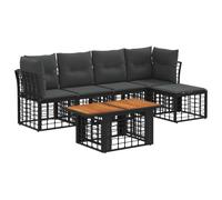 vidaXL Set Divano da Giardino 6 pz Nero e Grigio scuro polyrattan