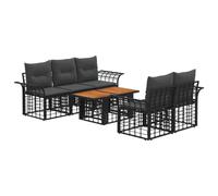 vidaXL Set Divano da Giardino 6 pz Nero e Grigio scuro polyrattan