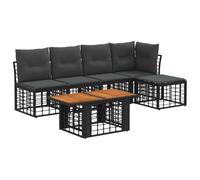 vidaXL Set Divano da Giardino 6 pz Nero e Grigio scuro polyrattan