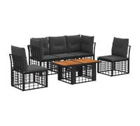 vidaXL Set Divano da Giardino 6 pz Nero e Grigio scuro polyrattan