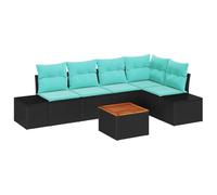 vidaXL Set Divano da Giardino 6 pz Nero e Turchese polyrattan