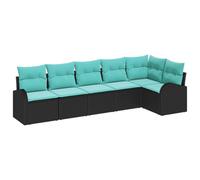 vidaXL Set Divano da Giardino 6 pz Nero e Turchese polyrattan