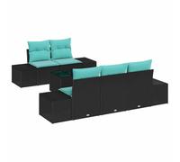 vidaXL Set Divano da Giardino 6 pz Nero e Turchese polyrattan | Puoi mescolare e abbinare per adattarlo alla tua area, Perfetto per l'esterno, tiene bene anche sotto la pioggia e il sole