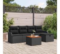 vidaXL Set Divano da Giardino 6 pz Nero Poly Rattan