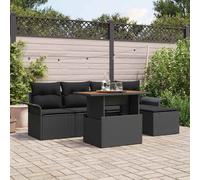 vidaXL Set Divano da Giardino 6 pz Nero Poly Rattan