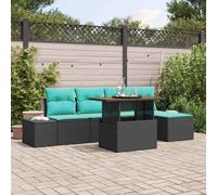 vidaXL Set Divano da Giardino 6 pz Nero Poly Rattan