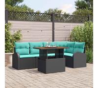 vidaXL Tuin Sofa Set 6 st Zwart Poly riet
