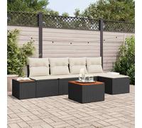 Set Divano da Giardino con cuscino 6 pcs Nero Poly Rattan