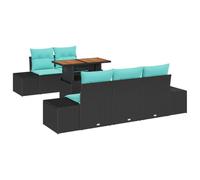 vidaXL Set Divano da Giardino 6 pz Nero Poly Rattan