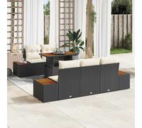 vidaXL Set Divano da Giardino 6 pz Nero Poly Rattan