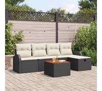 Set Divano da Giardino 6 pz Nero Poly Rattan