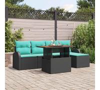 vidaXL Set Divano da Giardino con archiviazione 6 pcs Nero Poly Rattan, Set Divano Modulare da Esterno, Materiali Resistenti ai UV, Arredo Giardino e Terrazzo, Stile Moderno
