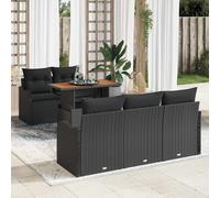 vidaXL Set Divano da Giardino 6 pz Nero Poly Rattan