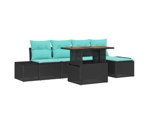 vidaXL Set Divano da Giardino 6 pz Nero Poly Rattan | Puoi sistemare i posti come preferisci per creare un'atmosfera unica, Respingono l'acqua così non devi preoccuparti se piove