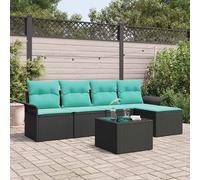 Set Divano da Giardino con archiviazione 6 pcs Nero polyrattan