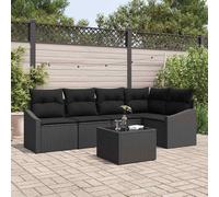 vidaXL Set Divano da Giardino 6 pz Nero polyrattan