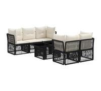 vidaXL Set Divano da Giardino 6 pz Nero polyrattan