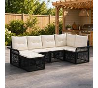 vidaXL Set di divani da giardino, 6 pezzi, nero, in rattan sintetico, moderno per esterni, resistente alle intemperie, design modulare, comoda schiuma, sedili regolabili in giardino