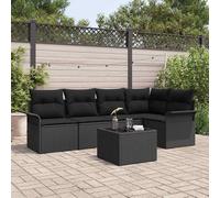 vidaXL Set Divano da Giardino 6 pz Nero polyrattan
