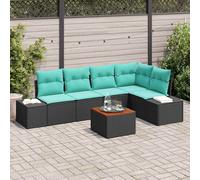 vidaXL Set Divano da Giardino 6 pz Nero polyrattan